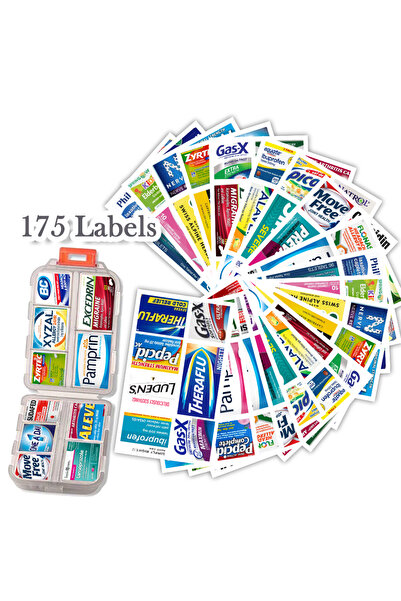 choice2 GRAY 10 Grids Pill Organize Storage Container with 175 Labels Pill Ca...