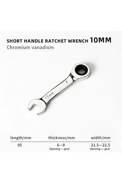 Choice4 10mm 1pcs 6-19mm Short Handle Quick Ratchet Wrench 72 Teeth Multi Fun...