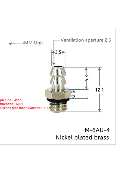Choice5 M-6AU-4(4-M6) copper 10pcs 2mm 3mm 4mm 6mm OD Air Pneumatic Hose to M...
