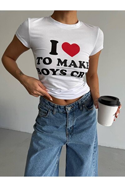 Bliss Women's Summer Short Sleeve Printed T-Shirt Crop T-Shirt