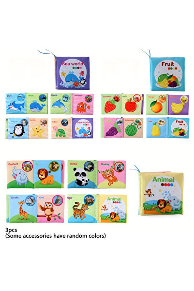 Choice8 مجموعة كتب قماشية قابل للغسل للأطفال مكونة من 3 قطع - ألعاب حسية خالي...