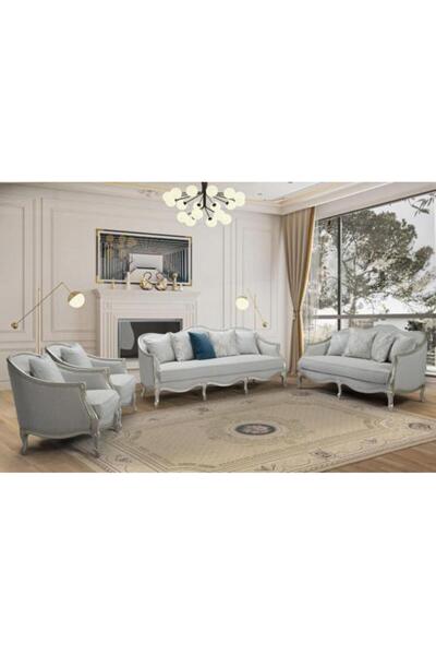 homejoyz Sky Blue Sofa Set - Swedish Wood - 4 Pieces