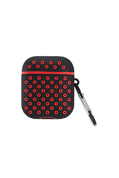 xirshop حافظة Airpods 2 (الجيل الثاني) الرياضية المثقبة - أسود-أحمر