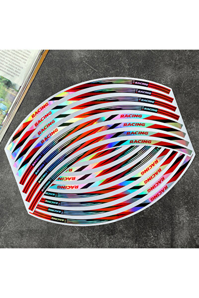 Choice6 شرائط تزيين السيارات ريد رينبو-بي مقاس 17 بوصة، شريط حافة قوس قزح، مل...