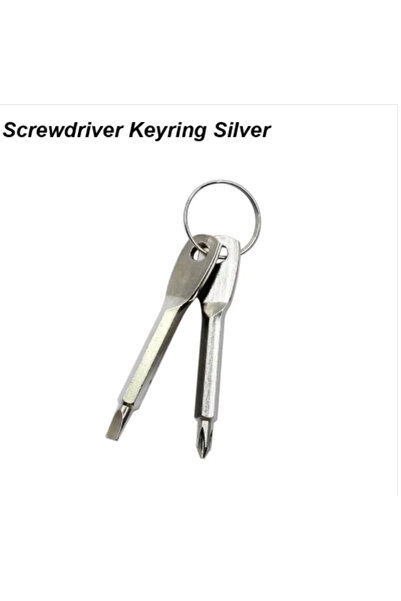choice2 Silver Portable Phillips Slotted Screwdriver Set Key Ring Keychain Mi...