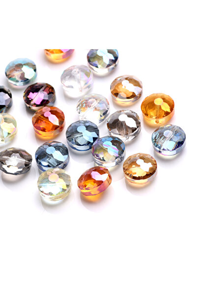 Choice13 DDHS 10 Pcs 14mm Faceted Crystal Glass Beads Flat Round Shape For DI...