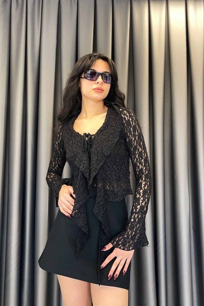 Noa&Noa Noa Noa Bağcıklı Dantel Bluz - Siyah SİYAH