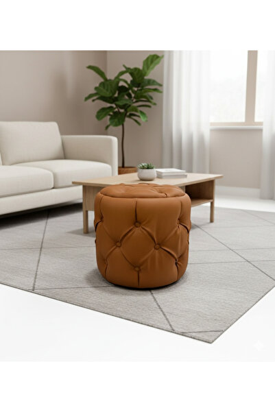 Mobilya Stant Most Hallow Pro Kapitoneli Puf Kahverengi Nubuk Kumaş (Evinize ...