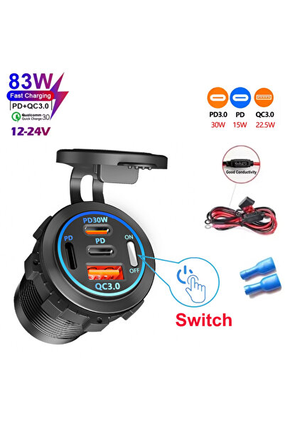 Kebidumei 4 Ports 10A 18AWG B NEW 4 Ports Dual PD Dual QC 3.0 USB Car Charger...