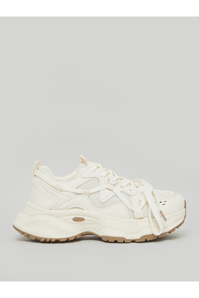Styli White Chunky Sole Lace-Up Sneakers