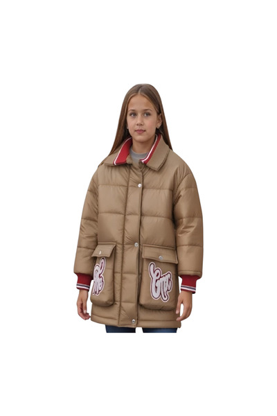 Cemix Knit Collar Girls' Coat