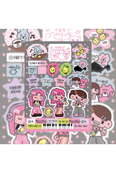 Choice1 04 ملصق شخصية كرتونية فتاة كورية لطيفة سيئة، دفتر ملاحظات، دفتر يوميا...