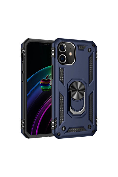 xirshop جراب آيفون 12 ميني بغطاء سيليكون صوفيا مع حلقة - أزرق داكن