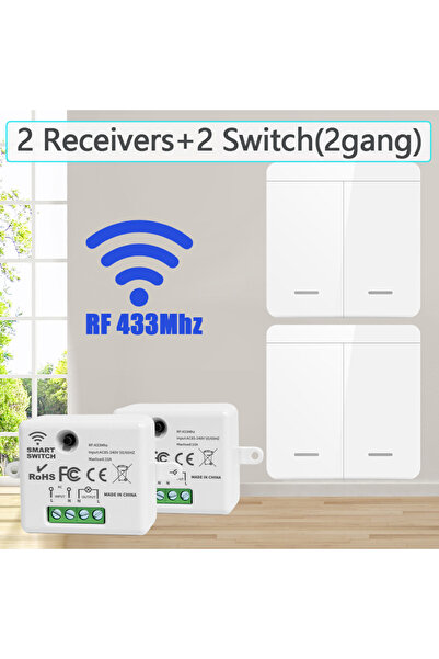 Choice4 مفتاح إضاءة ذكي لاسلكي GGBEE 2Receiver2Switch بتردد 433 ميجاهرتز، أحا...