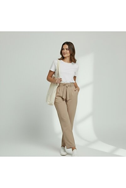 MRS.MODA Women's Modal Fabric High Waist Relaxed Fit Waist Tie Pants