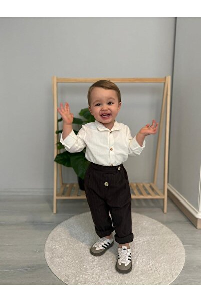 favorimkids Coffee Striped Pants and Top Set, 2-Piece Set