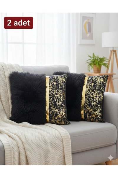 baladı home ev tekstil home collection Lüks 2'li Peluş Kırlent Kılıfı Seti - ...