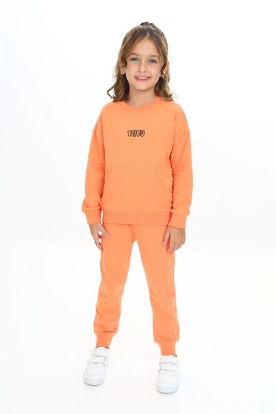 Toontoy طقم بناتي مكون من قطعتين: سويت شيرت بجيب وياقة دائرية مطبوعة ومطرزة، ...