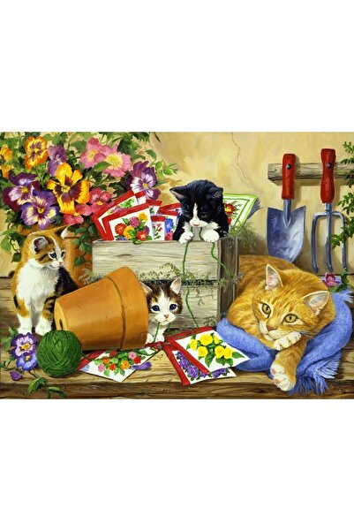 Choice13 أحجية صور قطة الزهور، 46 × 28 سم، 500 قطعة، ورقية، منظر طبيعي، لوحة ...