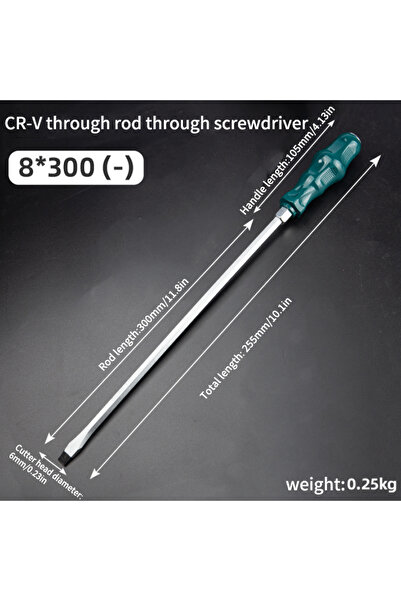 Choice9 8x300 Slotted Super Hard High Manganese Steel Impact Screwdriver - Ex...