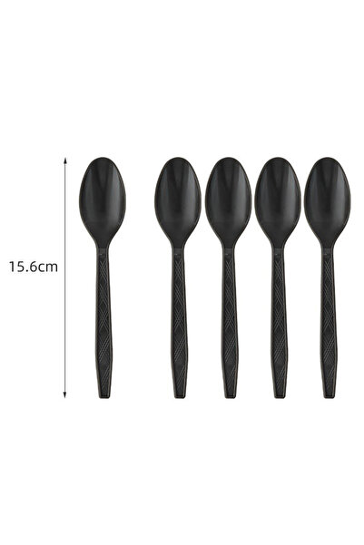 Choice1 24pcs spoons Solid Black Theme Cutlery Birthday Party Paper Disposabl...