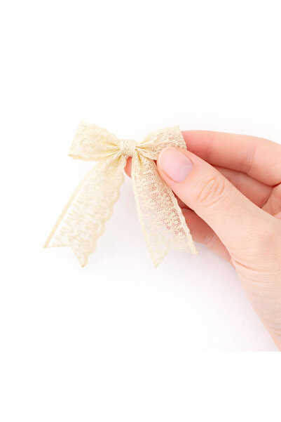 la minör Plain Ecru (Cream) Lace Ribbon Ready-Made Bow - 20 Pieces