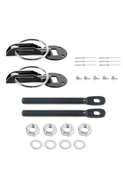 Choice3 black Hood Pin Kit, Universal Bonnet Hood Pins Lk Latch Kit Aluminum ...