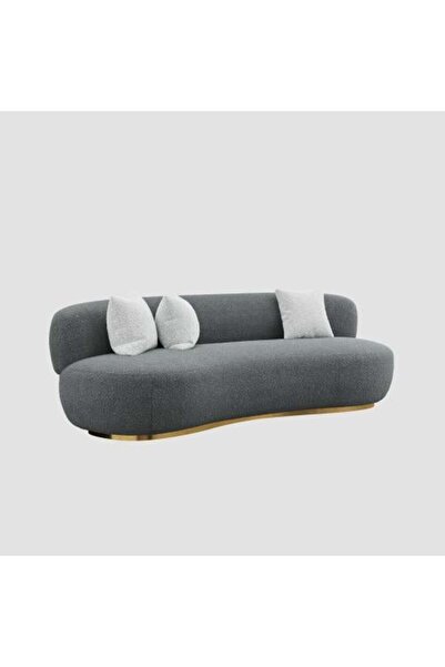 homejoyz Dark Gray Boucle Sofa - Swedish Wood - 220×85×43 cm