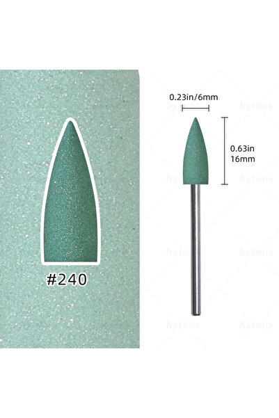 Choice4 Green HYTOOS 6*16mm Cone Silicone Nail Drill Bits 3/32" Pedicure Poli...