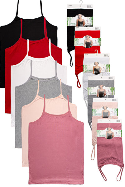 B'YOU life 6-Piece Rope Strap L Stretch Fabric Bamboo Women's Tank Top