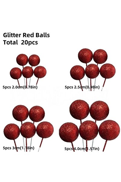 Choice9 ٢٠ قطعة من كرات تزيين الكيك الحمراء اللامعة، ٢٠ قطعة من كرات تزيين ال...