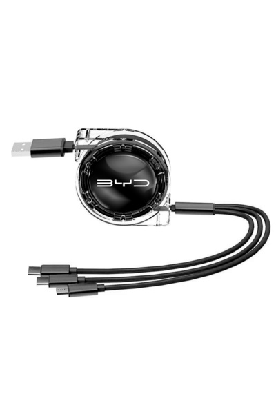 Choice3 A-Black-B-BYD 3 In 1 Fast Charger USB Data Cable Car Interior Accesso...