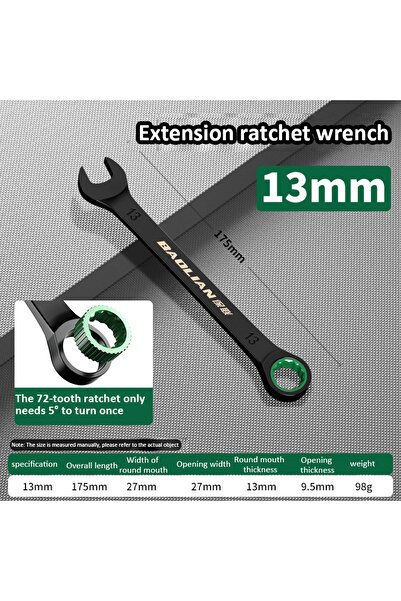 Choice8 13mm Dual Directional Fast Plum Blossom Ratchet Wrench, 6-19mm Openin...