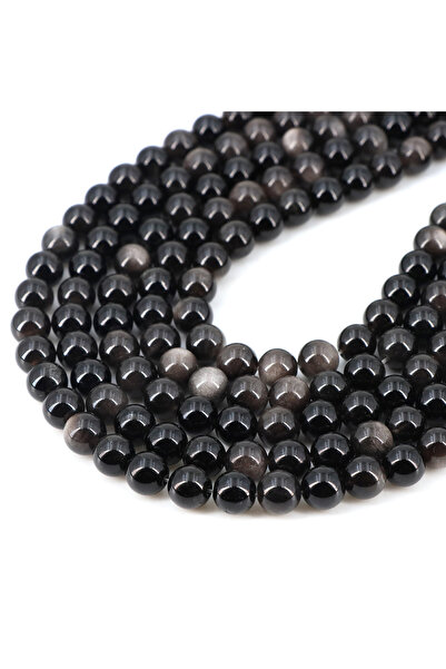 Choice23 خرزات من حجر الأوبسيديان الفضي الطبيعي، 6 مم (60 خرزة)، خرزات أوبسيد...