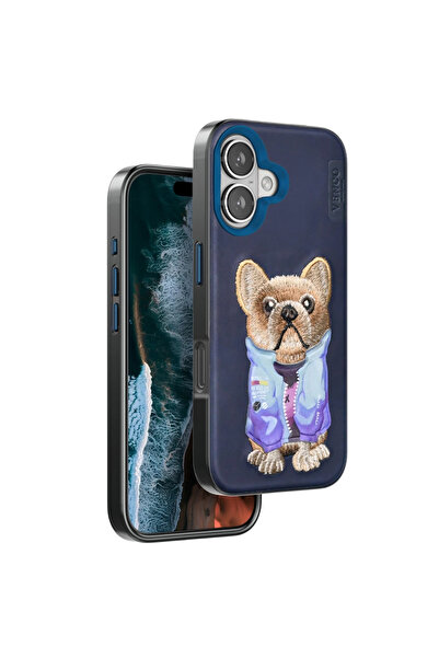 xirshop غطاء فينكو آيفون 16 ذو نمط لطيف - أزرق داكن