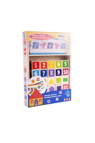MalPlay Set educational Montessori cuburi din lemn cu sfori