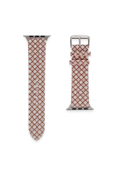 xirshop ساعة بحزام بنمط مربعات مقاس 38 ملم (ليست ساعة) - وردي