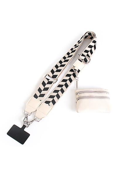 Choice1 حبل تعليق هاتف جديد رائج باللونين الأسود والأبيض، مزود بجيب بسحاب وحق...