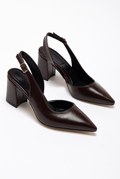 Hayalimdeki Ayakkabı Tonia Bitter Brown Shiny Skin Heeled Women's Shoes -