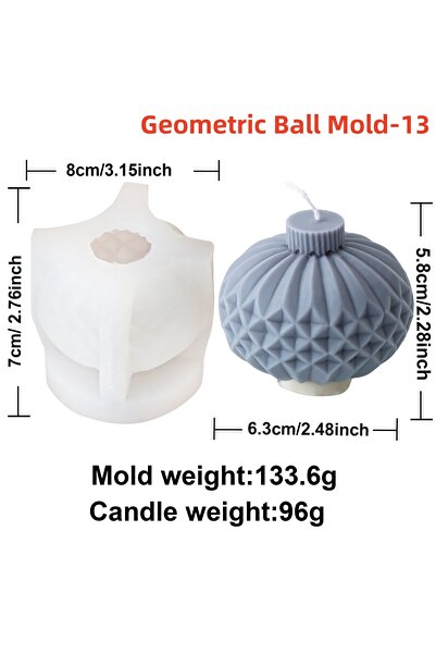 Choice9 Ball Mold 13 Geometric Ball Candle Silicone Mold 3D Embossed Round Ba...