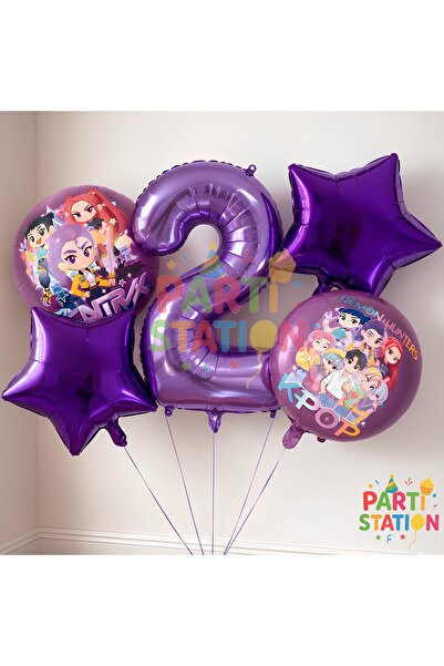 Parti Station K-Pop Themed 2Nd Birthday Balloon Set 5 Pieces