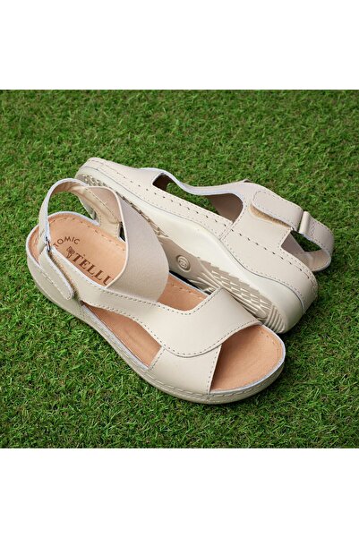 Tellus Women's Leather Summer Sandals with Anatomic Insole, Velcro Strap, Low...