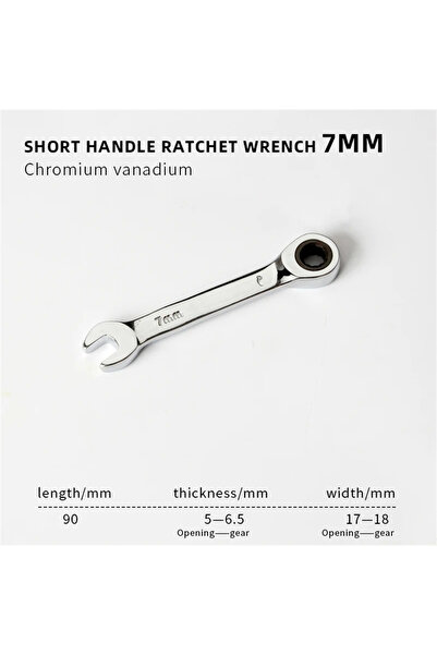 Choice7 7mm 1pcs 6-19mm Short Handle Quick Ratchet Wrench 72 Teeth Multi Func...