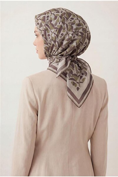 Silk Home Eșarfă din amestec de bumbac, verde mucegai, cu model geometric ret...