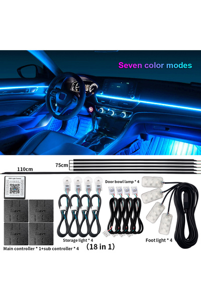 choice2 إضاءة محيطية LED عالمية RGB 18 في 1 للسيارة، سيمفونية كاملة الألوان، ...