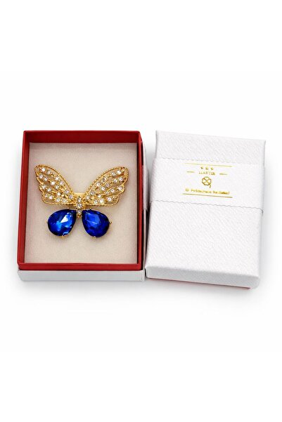 OEM Broșă Elegantă Fluture cu Cristale Albastre, Finisaj Auriu, Design Premium,
