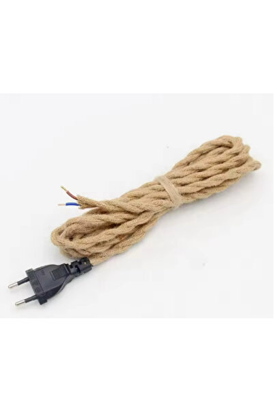Choice11 سلك طاقة بطول مترين بمقبس أوروبي، مصنوع من القنب بتصميم كلاسيكي، مزو...