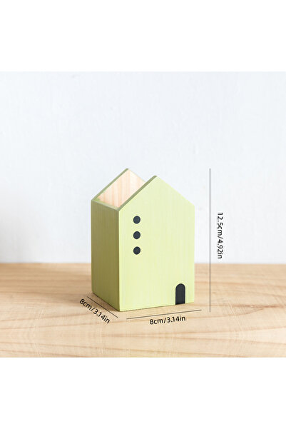 choice2 Grass Green Small Cartoon House Wooden Pen Holder Pencil container Ma...