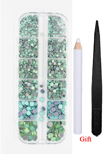 Choice43 مجموعة أحجار الراين اللاصقة بالحرارة من الأوبال الأخضر، 12 قطعة، 4 أ...