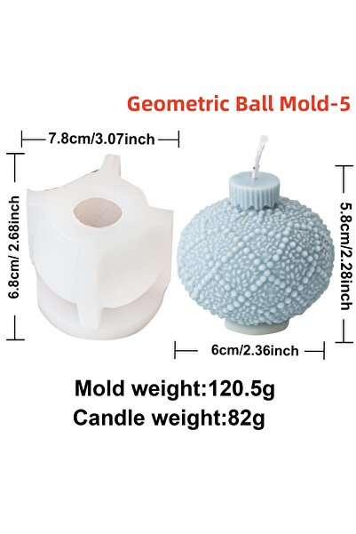 Choice3 Ball Mold 5 Geometric Ball Candle Silicone Mold 3D Embossed Round Bal...
